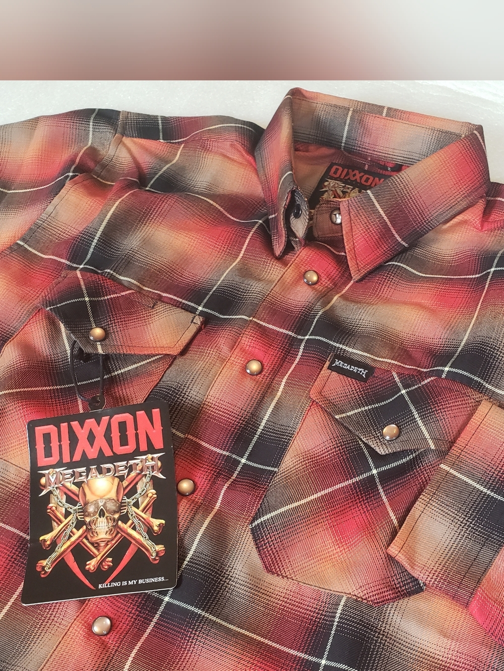 NWT Dixxon Men's Large Tall LT "Megadeth Killing Is My Business" Flannel Shirt